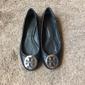 Black and Silver Tory Burch Flats